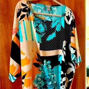 Chico's PLUS SIZE 3 Vibrant Multicolor Floral and Abstract Blouse